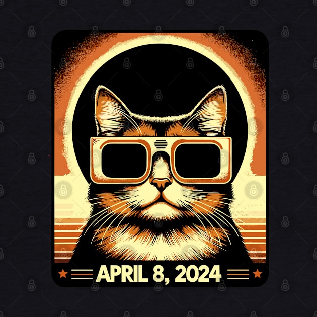 Cat in Eclipse Glasses Totality 2024 Total Solar Eclipse by KsuAnn